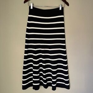 Cardigan‎ Striped Knit Maxi Skirt Size XS Nautical Pull On Stretch Casual